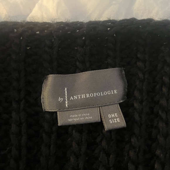 Anthropologie Long and Chunky Black Duster Cardigan with Tan Fringe (one size) - Picture 5 of 10